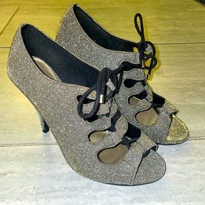 Fioni night shimmer lace up heels